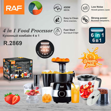 RAF 6-in-1 Food Processor | Fast Start | Strong Power | Low Noise | Easy to Clean