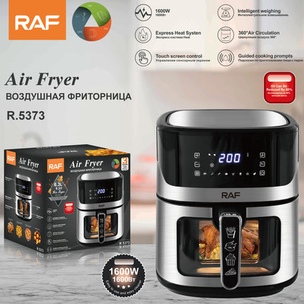 RAF Air Fryer | 8.3L Capacity | 1600W | Touch Screen Control  | 360° Air Circulation | Express Heat System | Guided Cooking Prompts