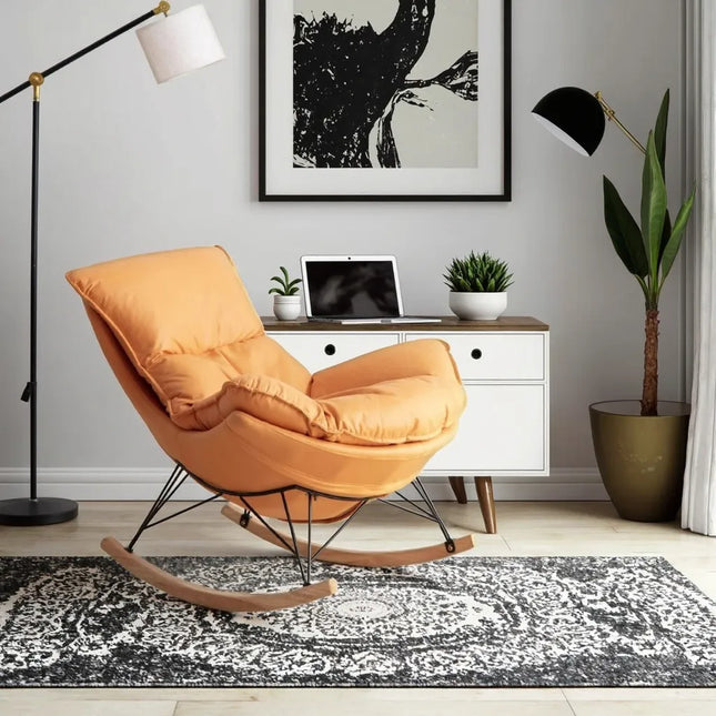 Luxury Sofa Rocking Chair Relax Elegant for Living Room/Bedroom/Lounge-Orange