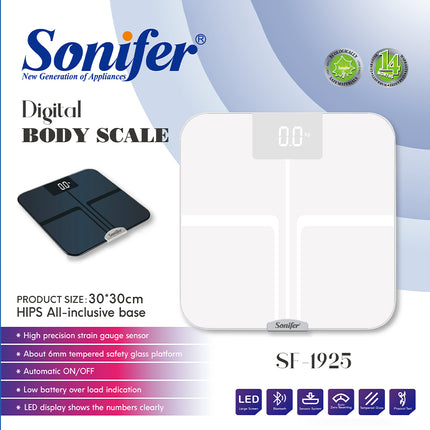 Sonifer Bluetooth Body Fat Scale | 180kg Max Load | LED Display | Auto ON/OFF | Indicators