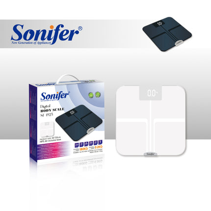 Sonifer Bluetooth Body Fat Scale | 180kg Max Load | LED Display | Auto ON/OFF | Indicators