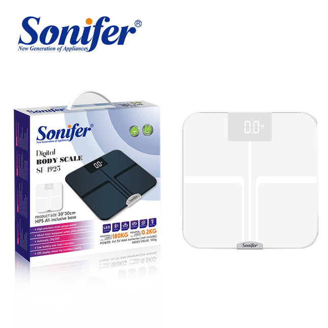 Sonifer Bluetooth Body Fat Scale | 180kg Max Load | LED Display | Auto ON/OFF | Indicators