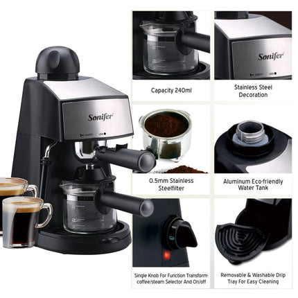 Sonifer Coffee Maker | 240ml Capacity | 800W | stainless steel filter