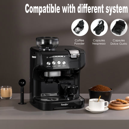 Sonifer  Multifunctional Ground Bean Capsule Coffee Machine | 150g capacity | 2L detachable water tank