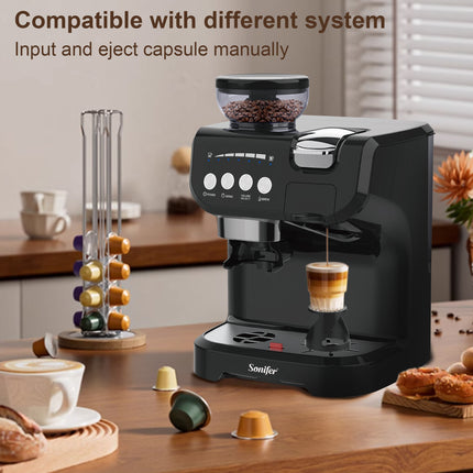 Sonifer  Multifunctional Ground Bean Capsule Coffee Machine | 150g capacity | 2L detachable water tank