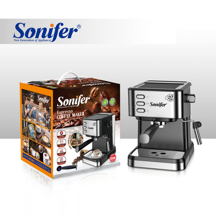 Sonifer Espresso Coffee Maker | 1.5L Detachable Water Tank | Control Buttons | Overheating Protection