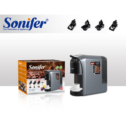 Sonifer 4-in-1 Capsule Coffee Maker | Indicator Light | 700ml Water Tank Capacity | Easy Cleaning