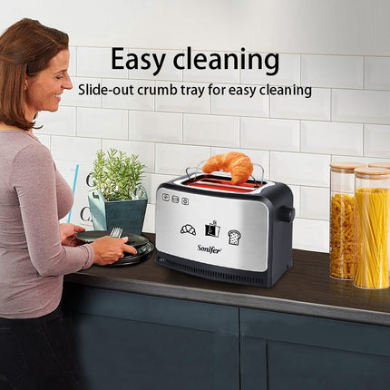 Sonifer Bread Sandwich Toaster | high quality | multi-function | small 2 slice electric pop up automatic| 7 degrees for browning control.