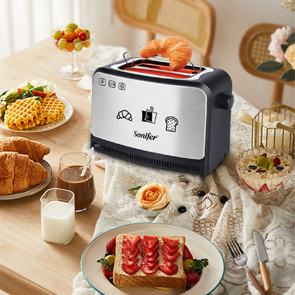 Sonifer Bread Sandwich Toaster | high quality | multi-function | small 2 slice electric pop up automatic| 7 degrees for browning control.