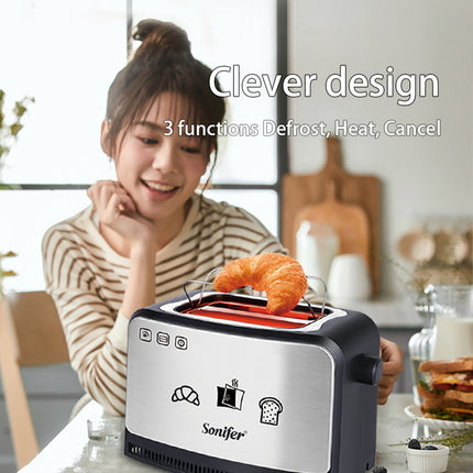 Sonifer Bread Sandwich Toaster | high quality | multi-function | small 2 slice electric pop up automatic| 7 degrees for browning control.