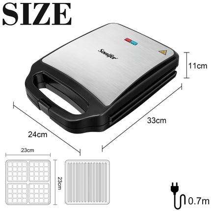 Sonifer 2-in-1 Grill &  Waffle Maker | Non-Stick Coating | 1200W | Easy  to Clean