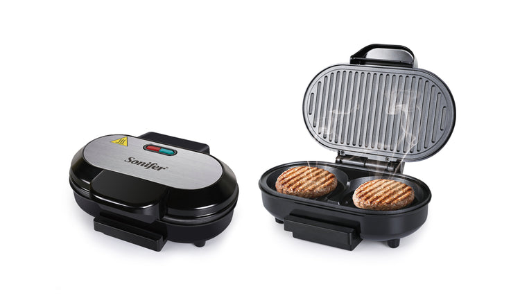 Sonifer burger Maker| Dual Sandwich | Stainless steel case | Short cooking time | Automatic temperature control