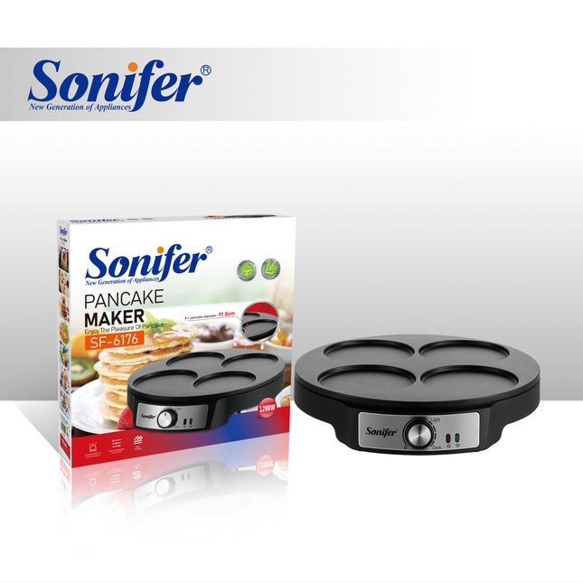 Sonifer Pancake Maker | Adjustable Temperature | Double Sided | Non-Stick Coating | Light Indicator | Overheat Protection | 1200W