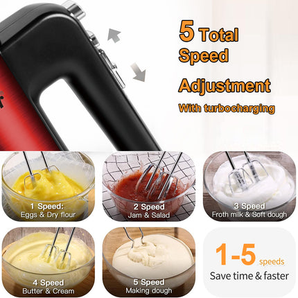 Sonifer Hand Mixer | 5 speeds + Turbo | Beater & mixer hooks | Easy beater removal