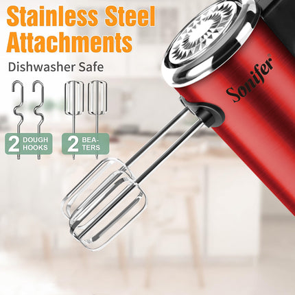 Sonifer Hand Mixer | 5 speeds + Turbo | Beater & mixer hooks | Easy beater removal