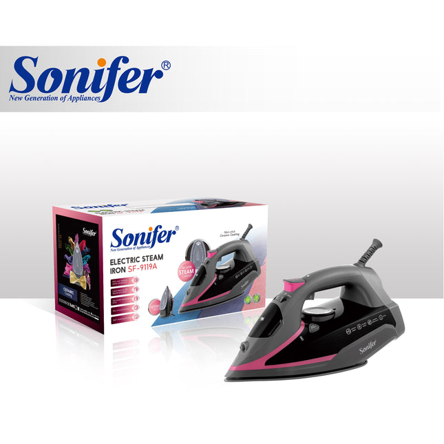 Sonifer Ceramic Steam Iron | Temp Control | 350ML Water Tank | Overheat Protection