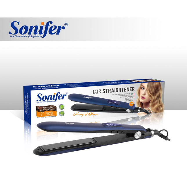 Sonifer 2-in-1  Hair Straightener | PTC Heater with Fast Heat-Up | Ceramic Coating | Temperature Control | Heating Protection