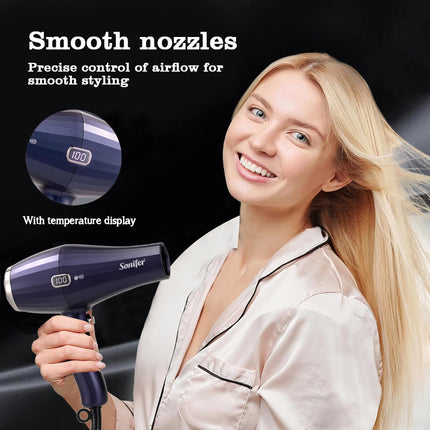 Sonifer Hair Dryer | 2 Types  Nozzles Included | 2000W | LED Temperature Screen | Overheat Protection
