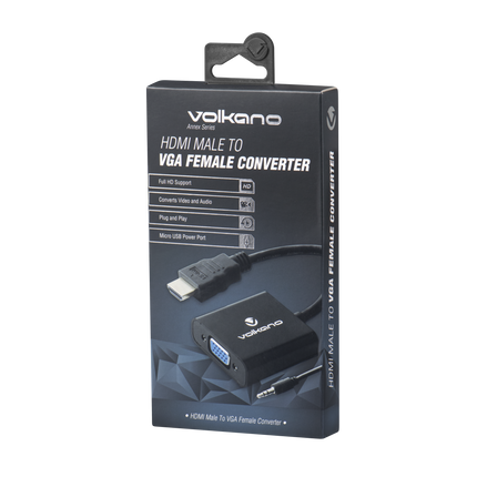 Volkano Annex series HDMI Male to VGA female converter, 10cm cable, with Sound