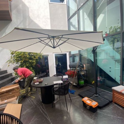 3 X3 Meter Round Outdoor Cantilever Umbrella in Cream Colour
