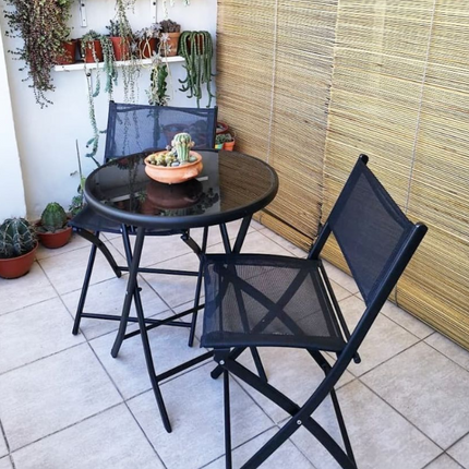 Folding Balcony Set 2 Chairs + Table | Waterproof Textilene | Foldable for easy transport and storage Ideal for beach and outdoor use