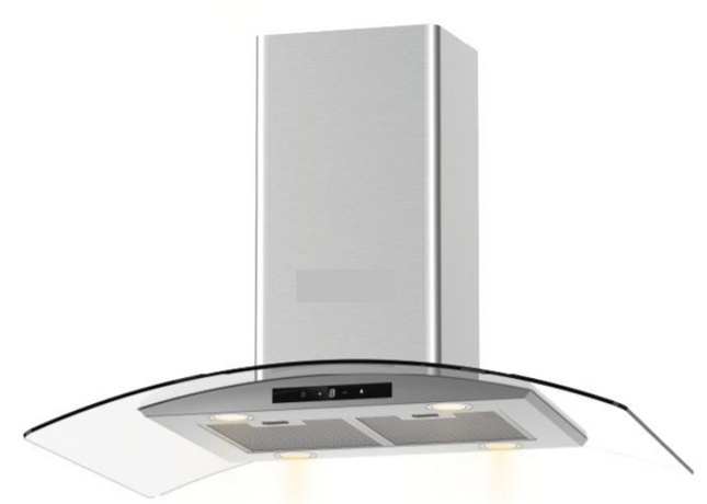 ISLAND COOKER HOOD WITH GLASS 90CM