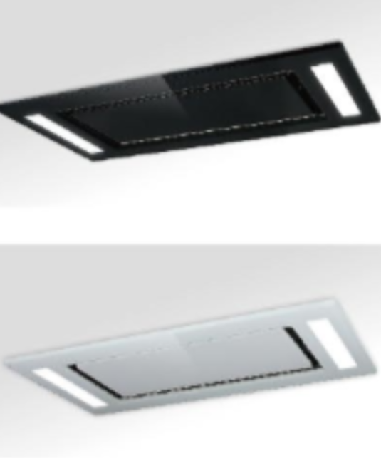 BUILT-IN ISLAND HOOD IN BLACK GLASS