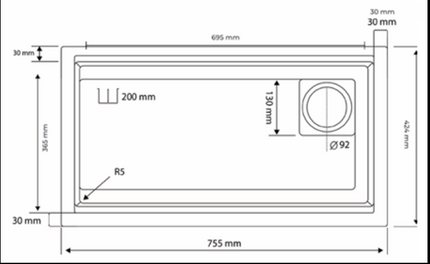 Granitek Granite Composite 1 Bowl Kitchen Sink Black 755x424mm