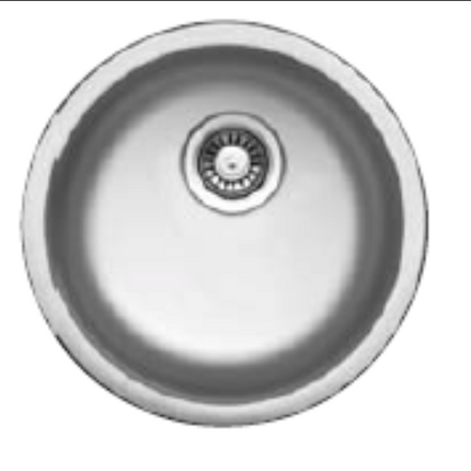 Round Bowl Stainless Steel Kitchen Sink Ø446mm | Inset or Undermount