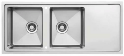 Stainless Steel 2 Bowl with Drainer Kitchen Sink 1160 x 500mm