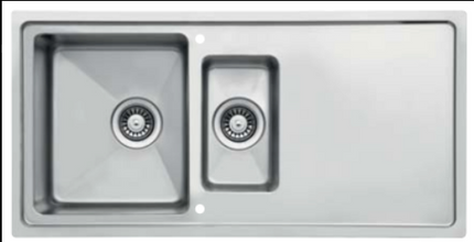 1 and 1/2 Bowl Kitchen Sink with Drainer – 1000 x 500 mm | Stainless Steel Inset Sink