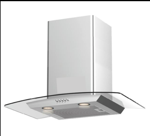 90cm Wall-Mounted Cooker Hood – Inox with Curved Glass Canopy | Z059A-900 INOX