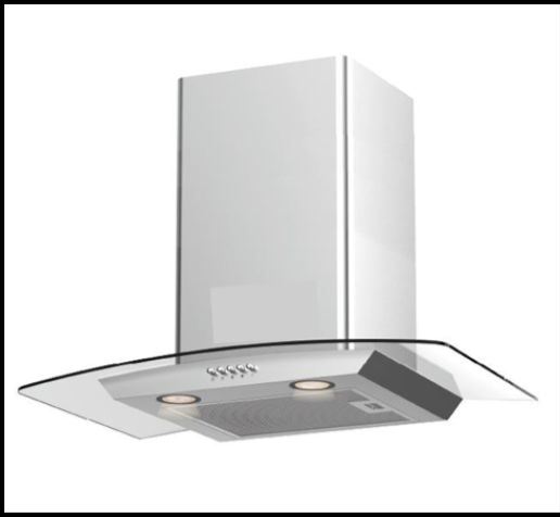 60cm Wall-Mounted Cooker Hood – Inox with Curved Glass Canopy | 2055A-600 INOX