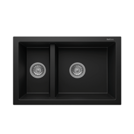 Granitek Double Bowl Kitchen Sink 700×460mm – Black | BERGAMA BLK
