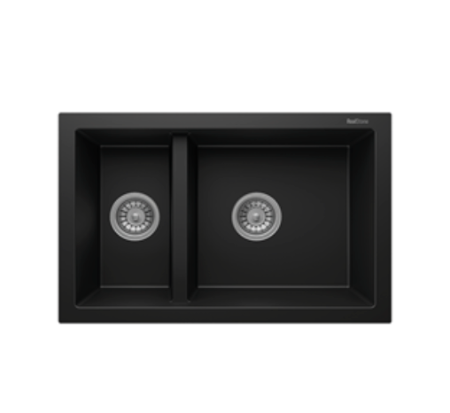 Granitek Double Bowl Kitchen Sink 700×460mm – Black | BERGAMA BLK