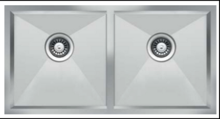 Stainless Steel Double Bowl Kitchen Sink 860×490mm – Square Bowls | TNL400.50.50