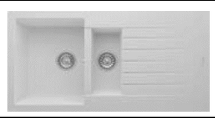 Granitek Troya 100 – 1½ Bowl Kitchen Sink with Drainer – 1000×500mm – White | TROYA 100 WHITE