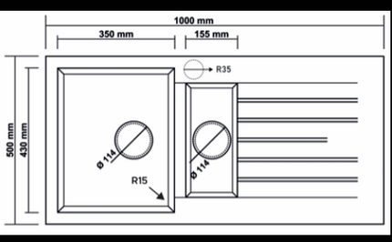 Granitek Troya 100 – 1½ Bowl Kitchen Sink with Drainer – 1000×500mm – White | TROYA 100 WHITE