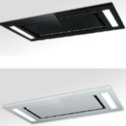 90cm Built-In Ceiling Island Hood – White Glass – LCD Touch | 8005A-900 WHT