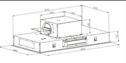 90cm Built-In Ceiling Island Hood – White Glass – LCD Touch | 8005A-900 WHT