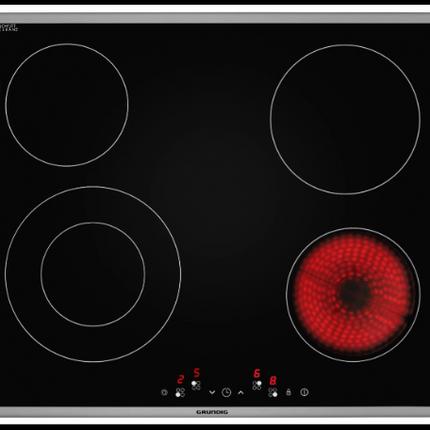 Grundig 60cm Built-In Ceramic Hob – 4 Zones – Inox Frame | GIEV61342OE