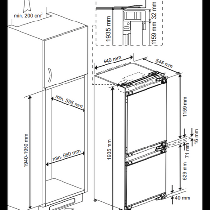 Grundig 284L Built-In Combi Fridge Freezer – No Frost – Class E | GKNI 25942 FN