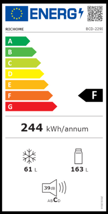 Combi Fridge Freezer 224L White – Energy Class F | RICHOME BCD-229I
