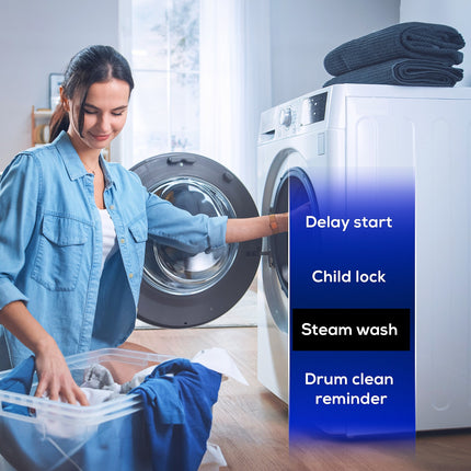 AVG Washing Machine 10 Kg | Drum clean reminder | Steam wash | Delay start | Child lock | 1400 RPM