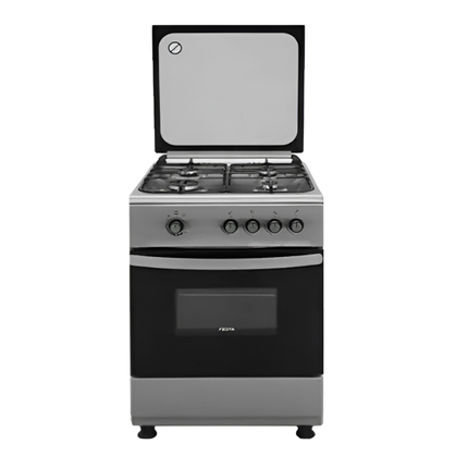 FIESTA 60cm Gas Cooker | Fan-Assisted, Auto Ignition, 4 Burners, 64L Oven Capacity, INOX