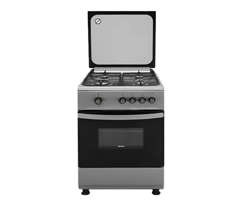 FIESTA 60cm Gas Cooker | Fan-Assisted, Auto Ignition, 4 Burners, 64L Oven Capacity, INOX