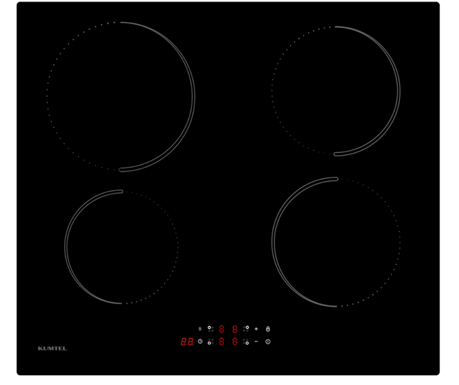 Kumtel Built-in Induction Hob 7200W | Touch Control | Easy to Clean Surface | 590x520x62 mm