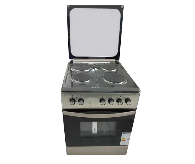 Fiesta Freestanding Electric Oven with 4 Hot Plates Silver 60x60cm