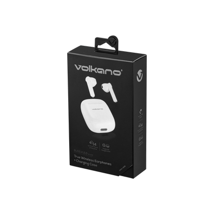 Volkano Buds X 2.0 Series TWS Earphones + Charging Case - White