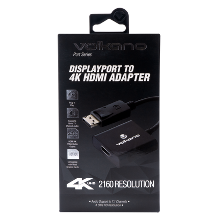 Volkano Port series DisplayPort to 4K HDMI converter 10cm -  black